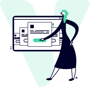 Illustration Frau erklärt Matching von jobvalley