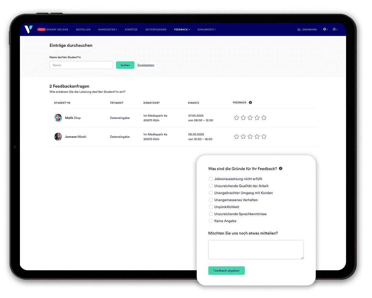 Feedback Kundenportal