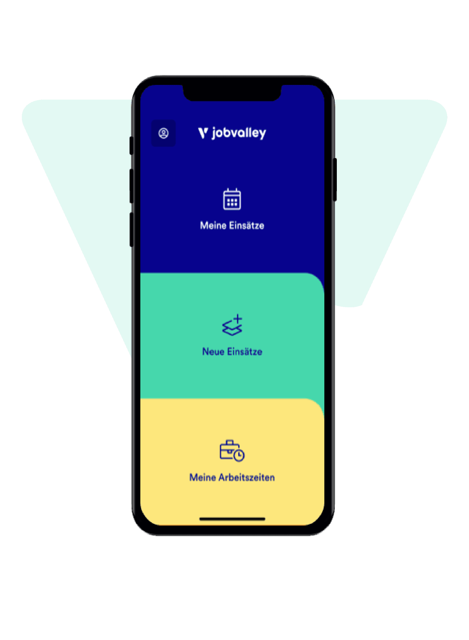 Smartphone mit geöffneter jobvalley App