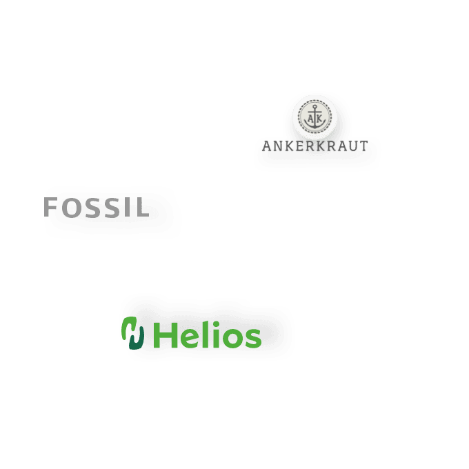 Logos Referenzkunden Fossil, Ankerkraut und Helios