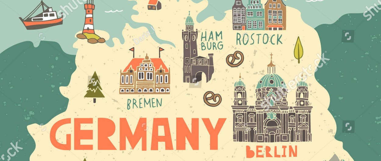 Karte von Deutschland mit Sehenswürdigkeiten